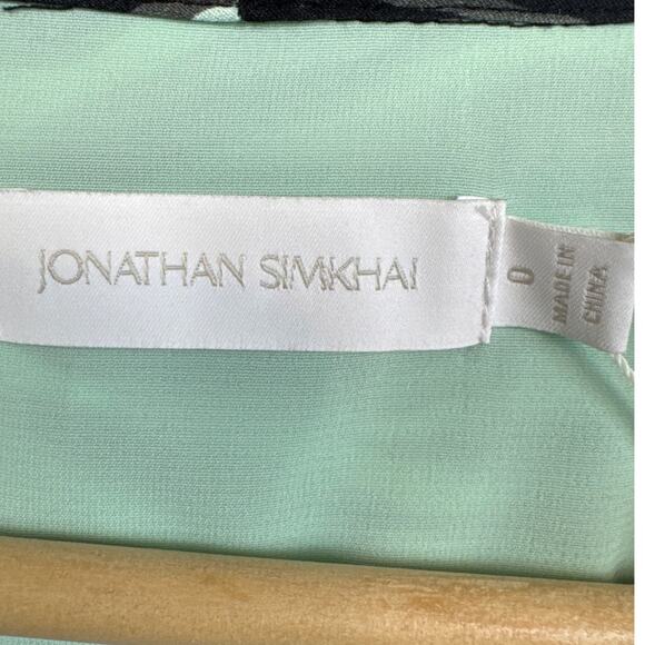 Jonathan Simkhai Ruched Zebra-Print Stretch-Silk Satin Mini Dress Size 0 NWT - Picture 9 of 12